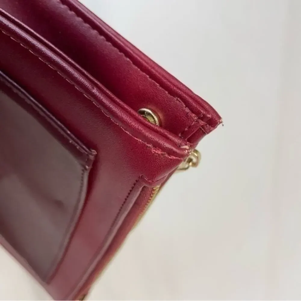 LA DIVA Zip Wallet Vegan Leather 90s burgundy red maroon vintage